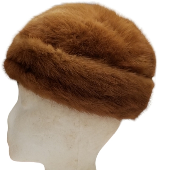 Mae Carney Genuine Ladies Tan Mink Hat Size Small - Picture 3 of 7